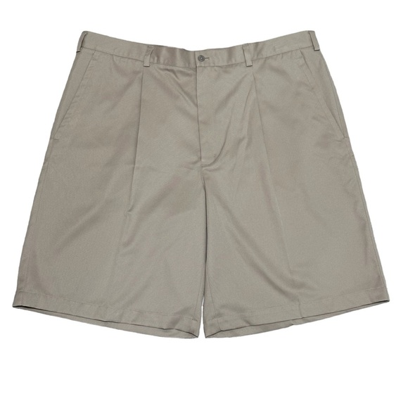 Men’s Nike 42 XL Golf Pleated Shorts Chino Khakis Khaki Tan Dri Fit Casual New - Picture 3 of 11